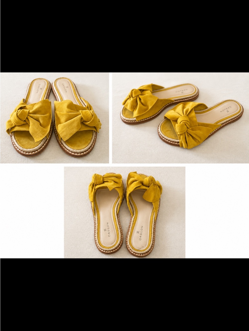Caslon Mustard Bow Slide Sandals